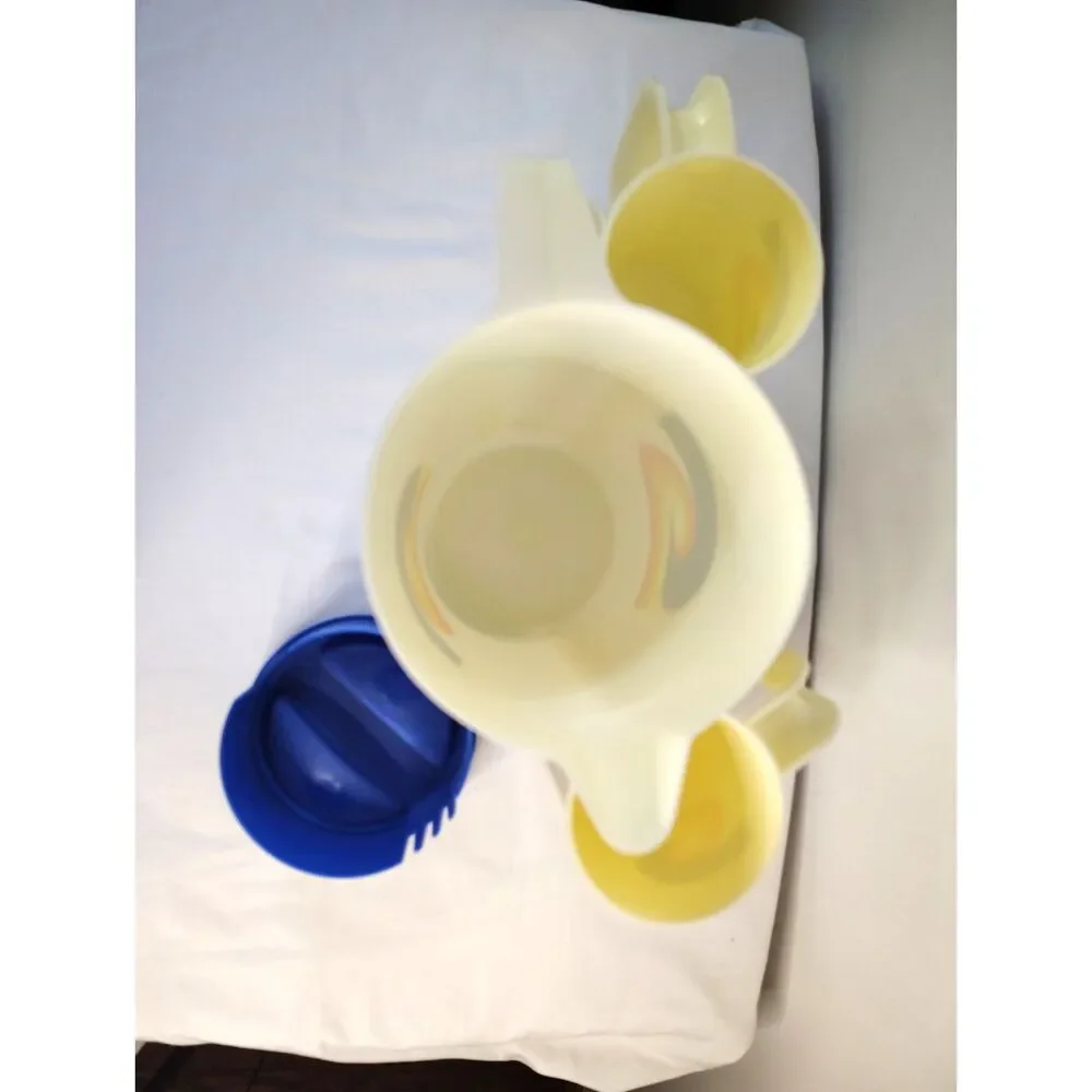 Vintage 1970s Am Pro Plastic Pitcher & 4 Stackable Mugs Retro Camping Set